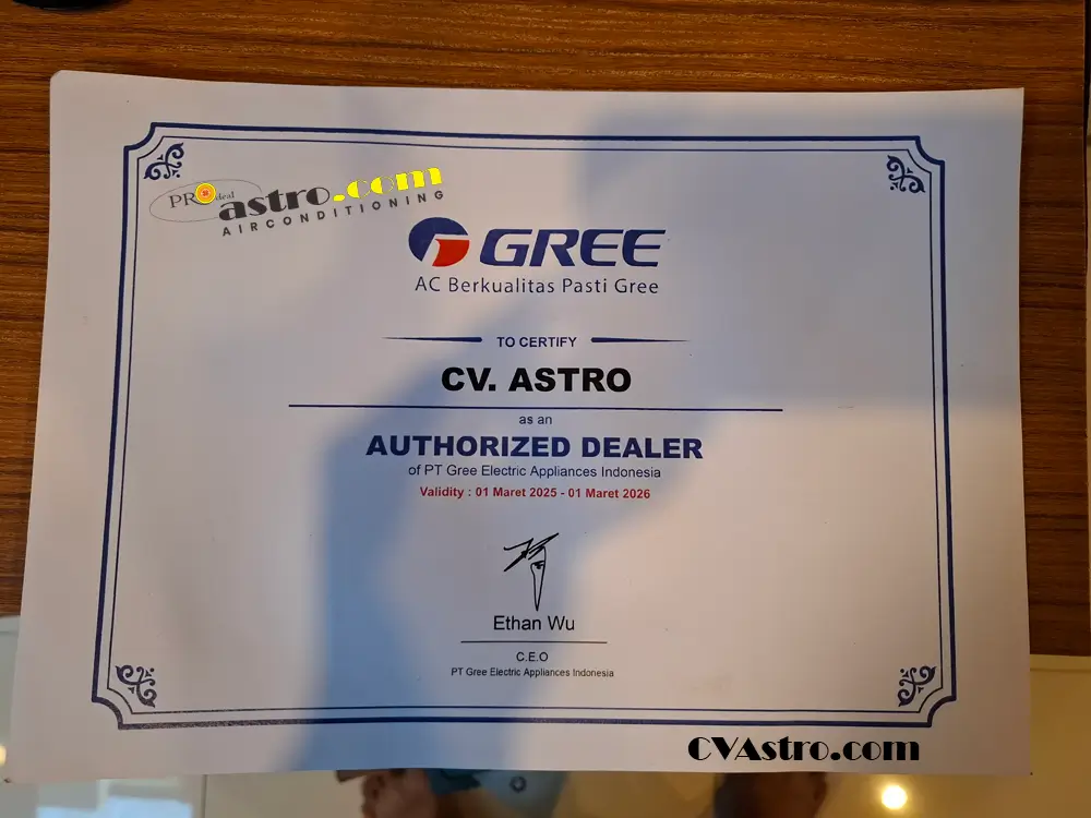Sertifikat Dealer Resmi AC Gree