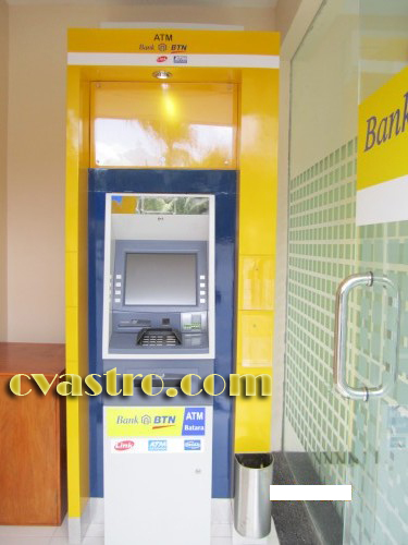 Casing ATM + booth ATM + papan nama Neon box ATM bank BTN 